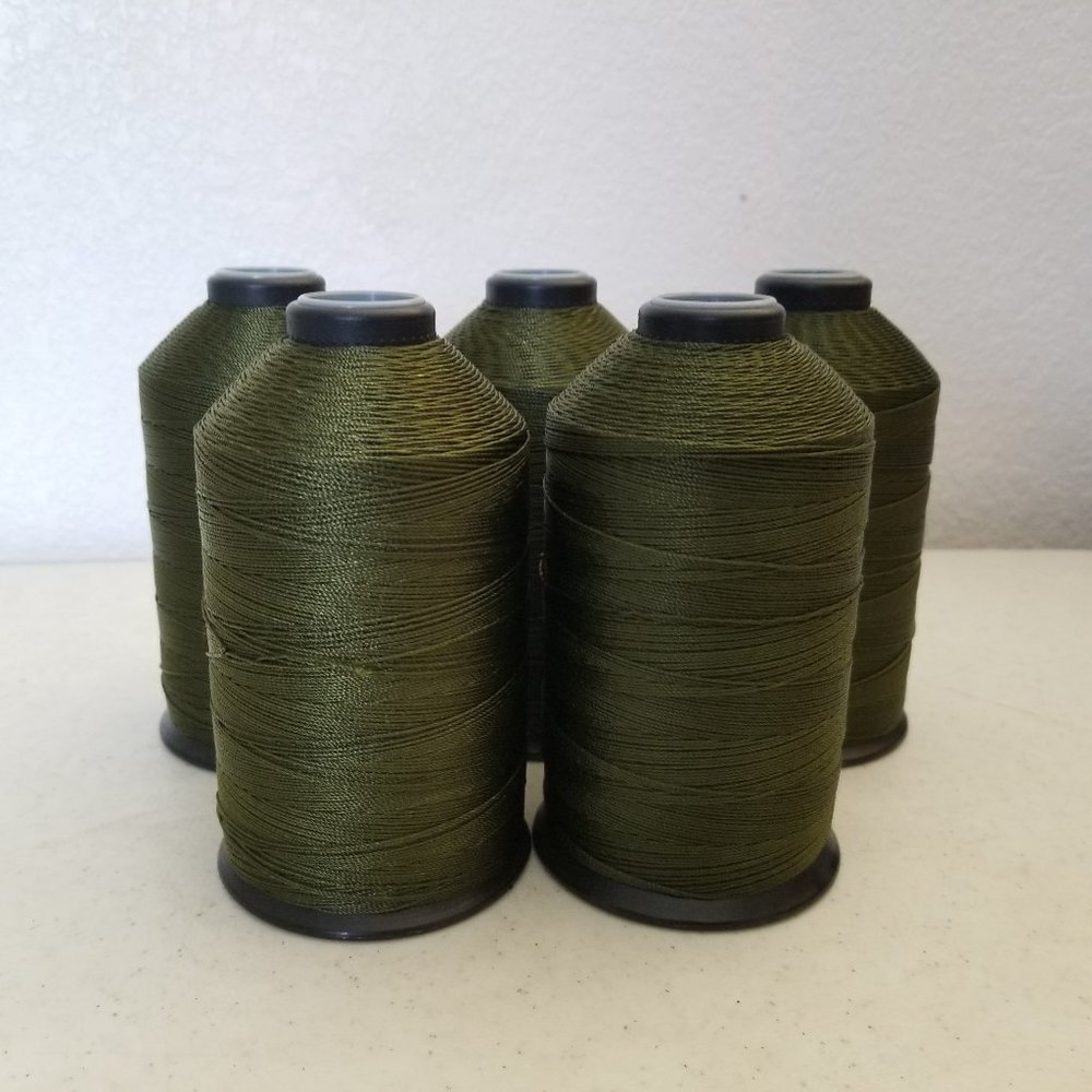 5 Lg Spools Olive Drab Soft Nylon Thread 900 Yards